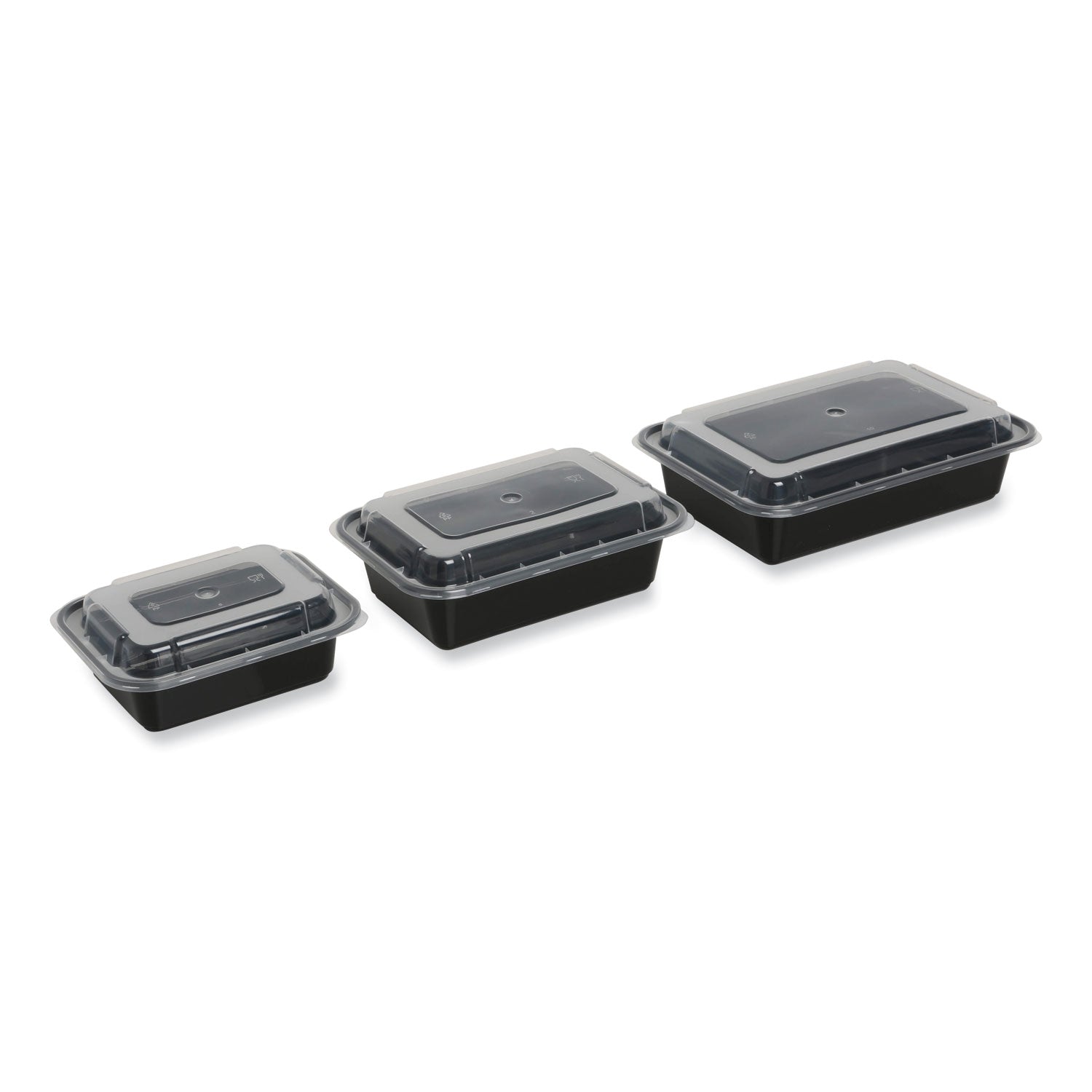 GEN Microwavable Food Container with Lid, Rectangular, 16 oz, 7.48 x 5.03 x 2.04, Black/Clear, Plastic, 150/Carton (TORECT16)