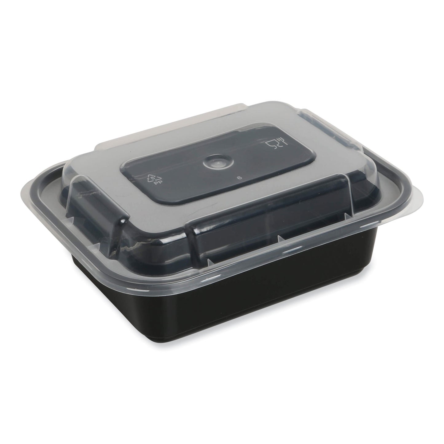 GEN Microwavable Food Container with Lid, Rectangular, 12 oz, 5.78 x 4.52 x 2.24, Black/Clear, Plastic, 150/Carton (TORECT12)