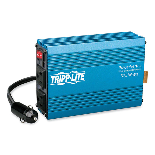 Tripp Lite PowerVerter Ultra-Compact Car Inverter, 375 W, 12 V Input/120 V Output, 2 AC Outlets (PV375)