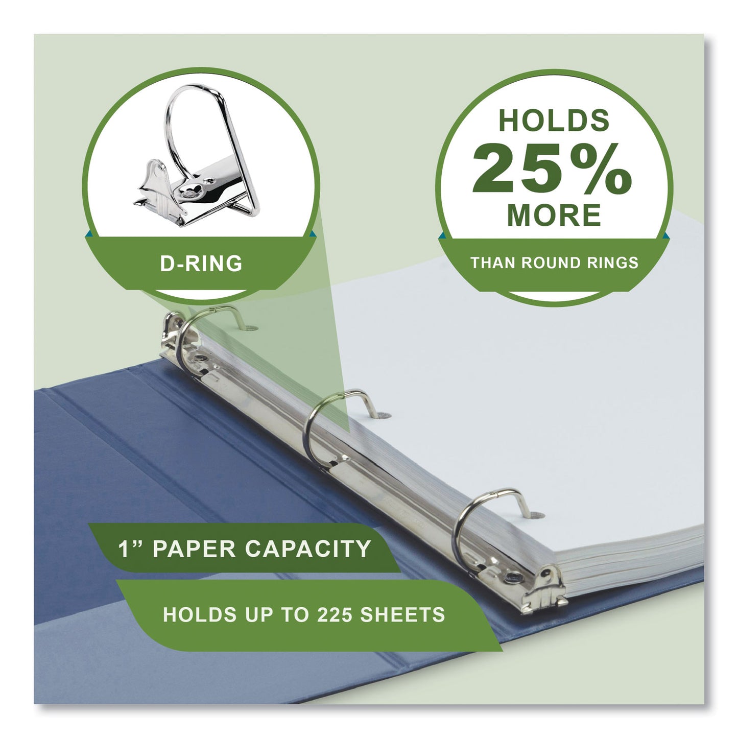 Samsill Earth's Choice Plant-Based BOHO D-Ring View Binders, 1" Capacity, 11 x 8.5, Indigo, 2/Pack (U69341)