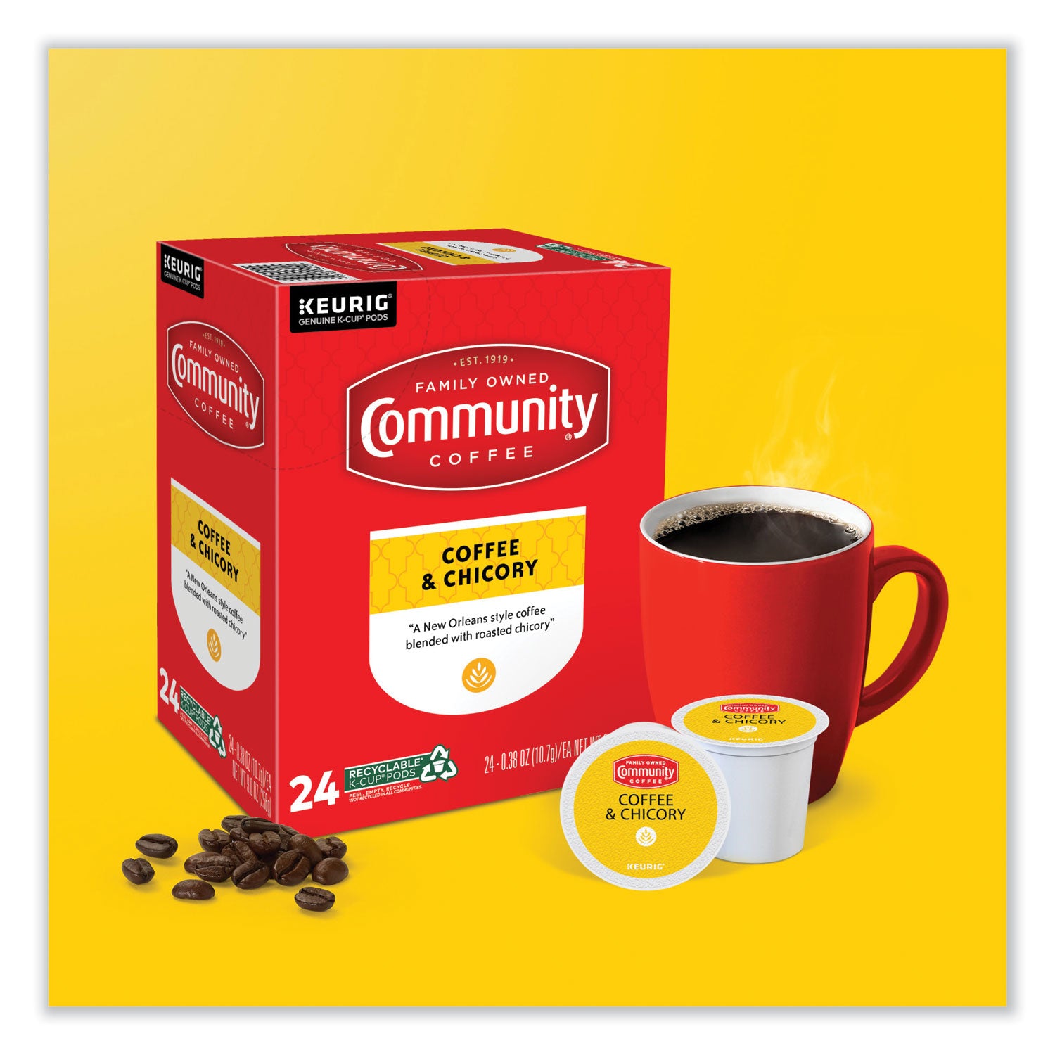 Community Coffee Coffee and Chicory K-Cup, 24/Box (6414CC)