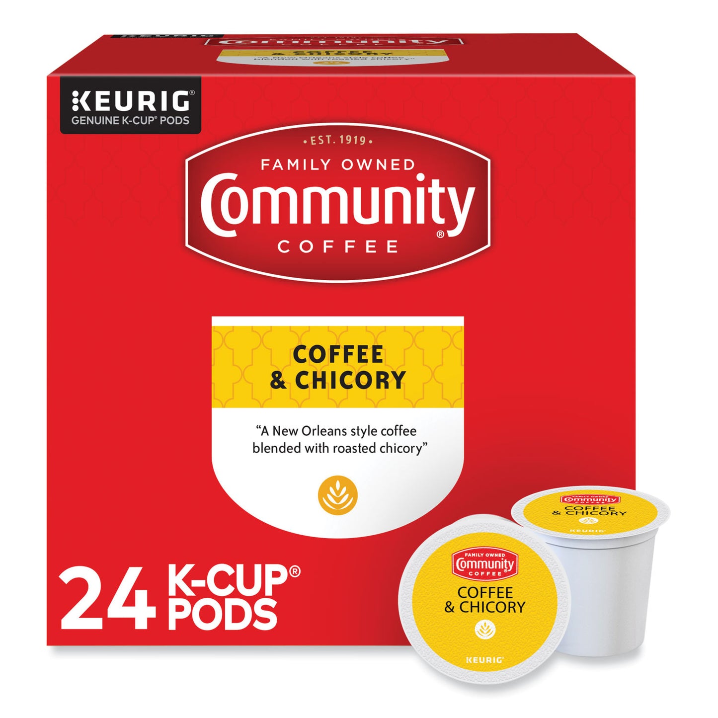 Community Coffee Coffee and Chicory K-Cup, 24/Box (6414CC)