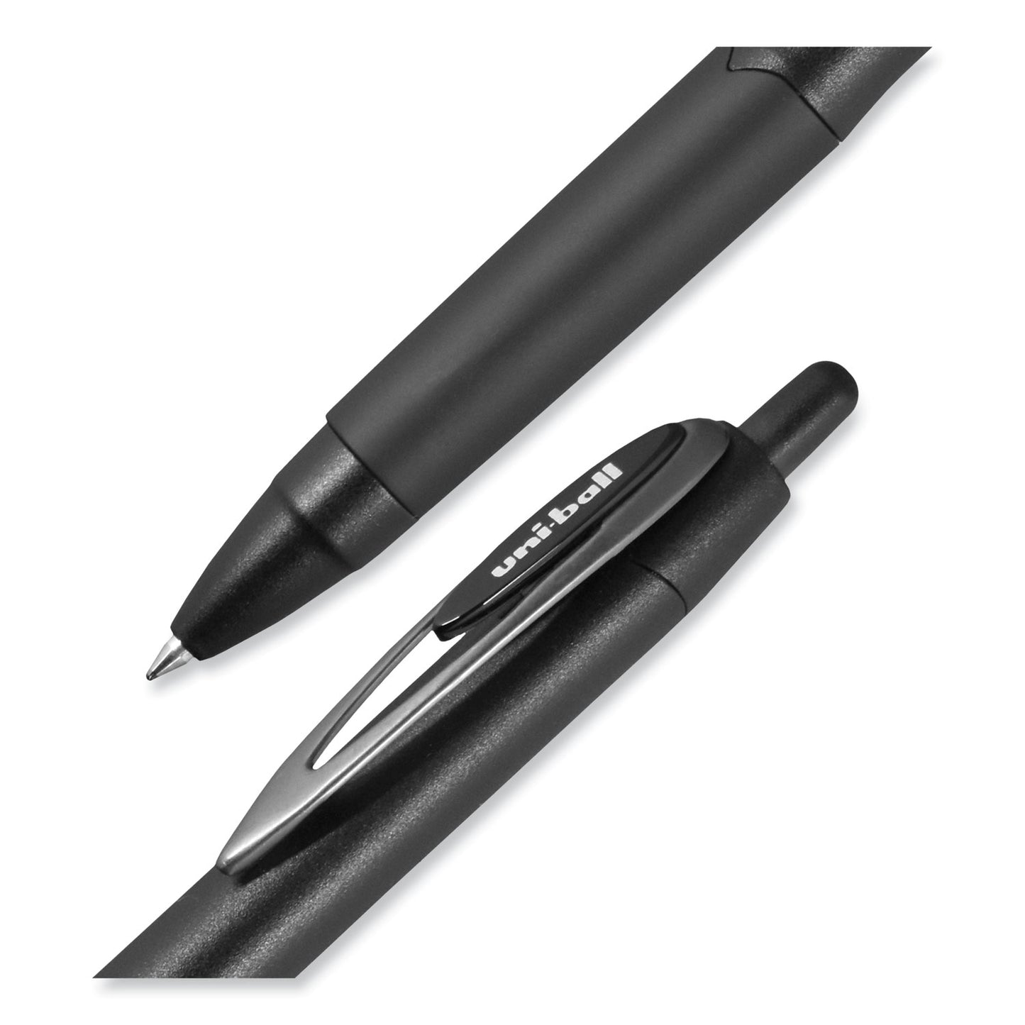 uni-ball 207 Plus+ Gel Pen, Retractable, Medium 0.7 mm, Black Ink, Black Barrel, Dozen (70462)