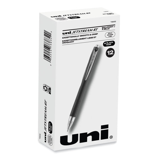 uni-ball Jetstream Retractable Hybrid Gel Pen, Bold 1 mm, Black Ink, Black/Silver Barrel (73832)