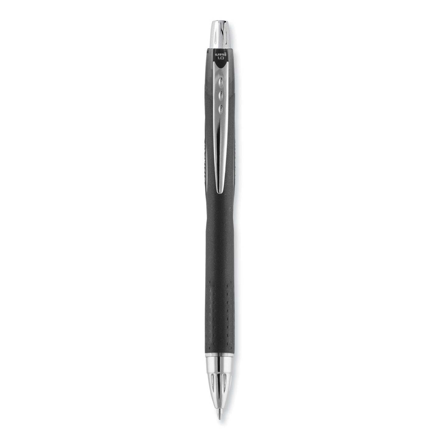 uni-ball Jetstream Retractable Hybrid Gel Pen, Bold 1 mm, Black Ink, Black/Silver Barrel (73832)