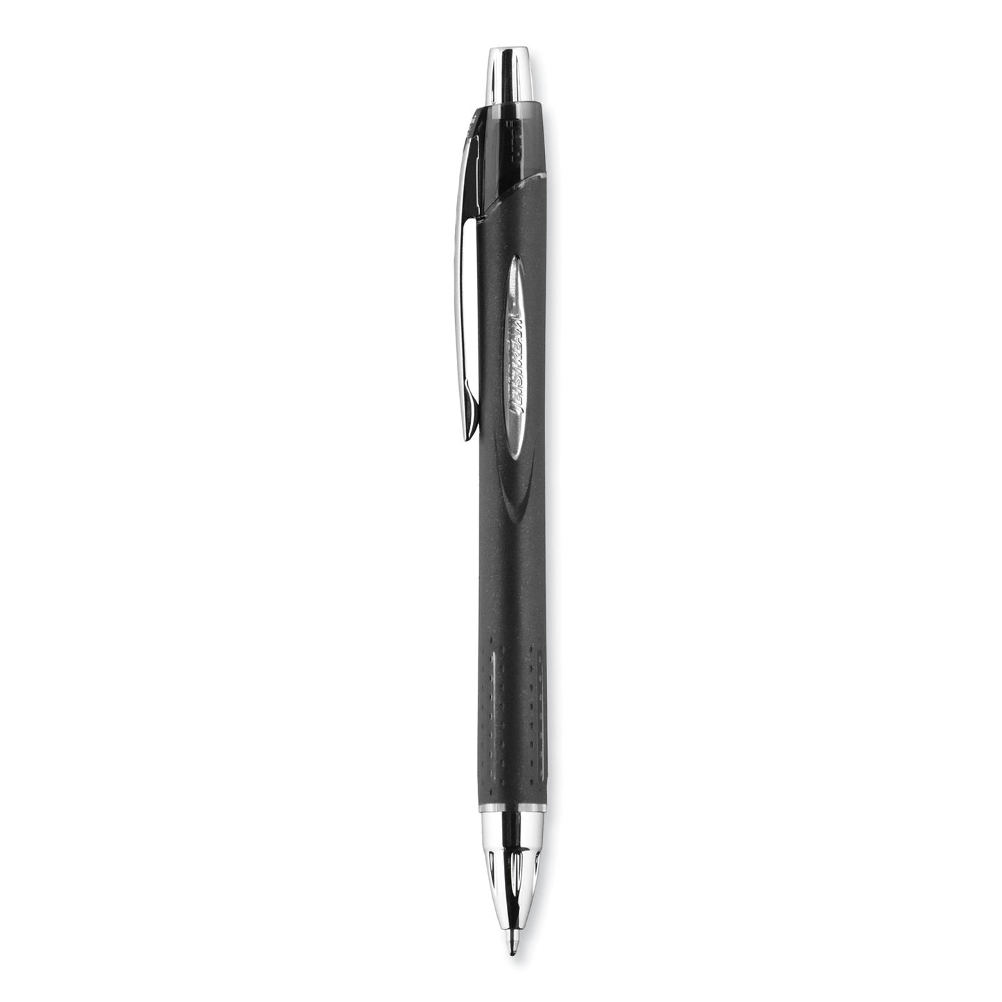 uni-ball Jetstream Retractable Hybrid Gel Pen, Bold 1 mm, Black Ink, Black/Silver Barrel (73832)