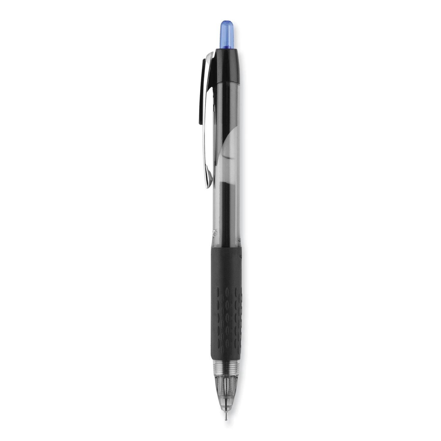 uni-ball Signo 207 Needle Point Gel Pen, Retractable, Medium 0.7 mm, Blue Ink, Clear/Black/Blue Barrel, Dozen (1736098)