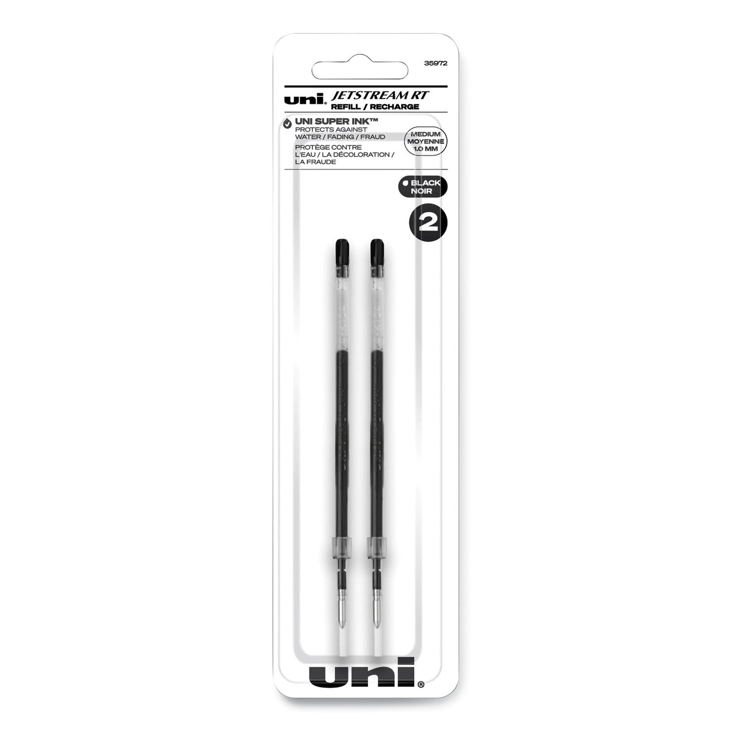 uni-ball Refill for JetStream RT Pens, Bold Conical Tip, Black Ink, 2/Pack (35972)