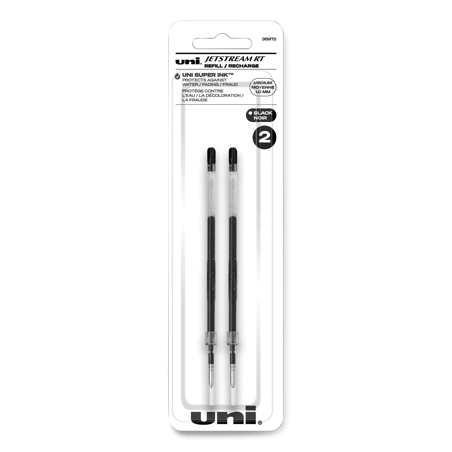 uni-ball Refill for JetStream RT Pens, Bold Conical Tip, Black Ink, 2/Pack (35972)