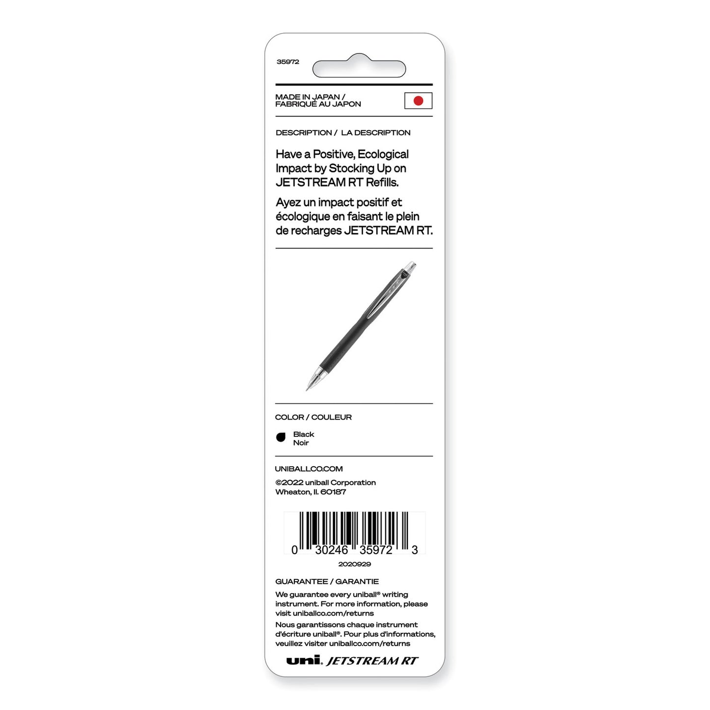 uni-ball Refill for JetStream RT Pens, Bold Conical Tip, Black Ink, 2/Pack (35972)