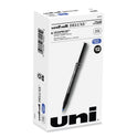 uni-ball Deluxe Roller Ball Pen, Stick, Extra-Fine 0.5 mm, Blue Ink, Metallic Gray/Black/Blue Barrel, Dozen (60027)