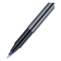 uni-ball Deluxe Roller Ball Pen, Stick, Extra-Fine 0.5 mm, Blue Ink, Metallic Gray/Black/Blue Barrel, Dozen (60027)