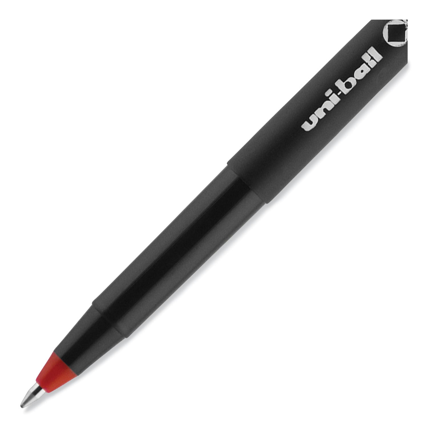 uni-ball ONYX Roller Ball Pen, Stick, Extra-Fine 0.5 mm, Red Ink, Black/Red Barrel, Dozen (60042)