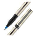 uni-ball Deluxe Roller Ball Pen, Stick, Fine 0.7 mm, Blue Ink, Champagne/Black/Blue Barrel, Dozen (60053)