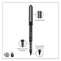 uni-ball VISION Roller Ball Pen, Stick, Extra-Fine 0.5 mm, Black Ink, Gray/Black/Clear Barrel, Dozen (60106)