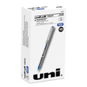 uni-ball VISION Roller Ball Pen, Stick, Fine 0.7 mm, Blue Ink, Silver/Blue/Clear Barrel, Dozen (60134)