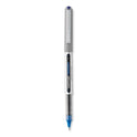 uni-ball VISION Roller Ball Pen, Stick, Fine 0.7 mm, Blue Ink, Silver/Blue/Clear Barrel, Dozen (60134)