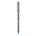 uni-ball VISION Roller Ball Pen, Stick, Fine 0.7 mm, Blue Ink, Silver/Blue/Clear Barrel, Dozen (60134)