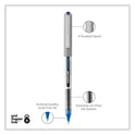 uni-ball VISION Roller Ball Pen, Stick, Fine 0.7 mm, Blue Ink, Silver/Blue/Clear Barrel, Dozen (60134)