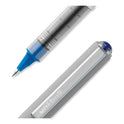 uni-ball VISION Roller Ball Pen, Stick, Fine 0.7 mm, Blue Ink, Silver/Blue/Clear Barrel, Dozen (60134)
