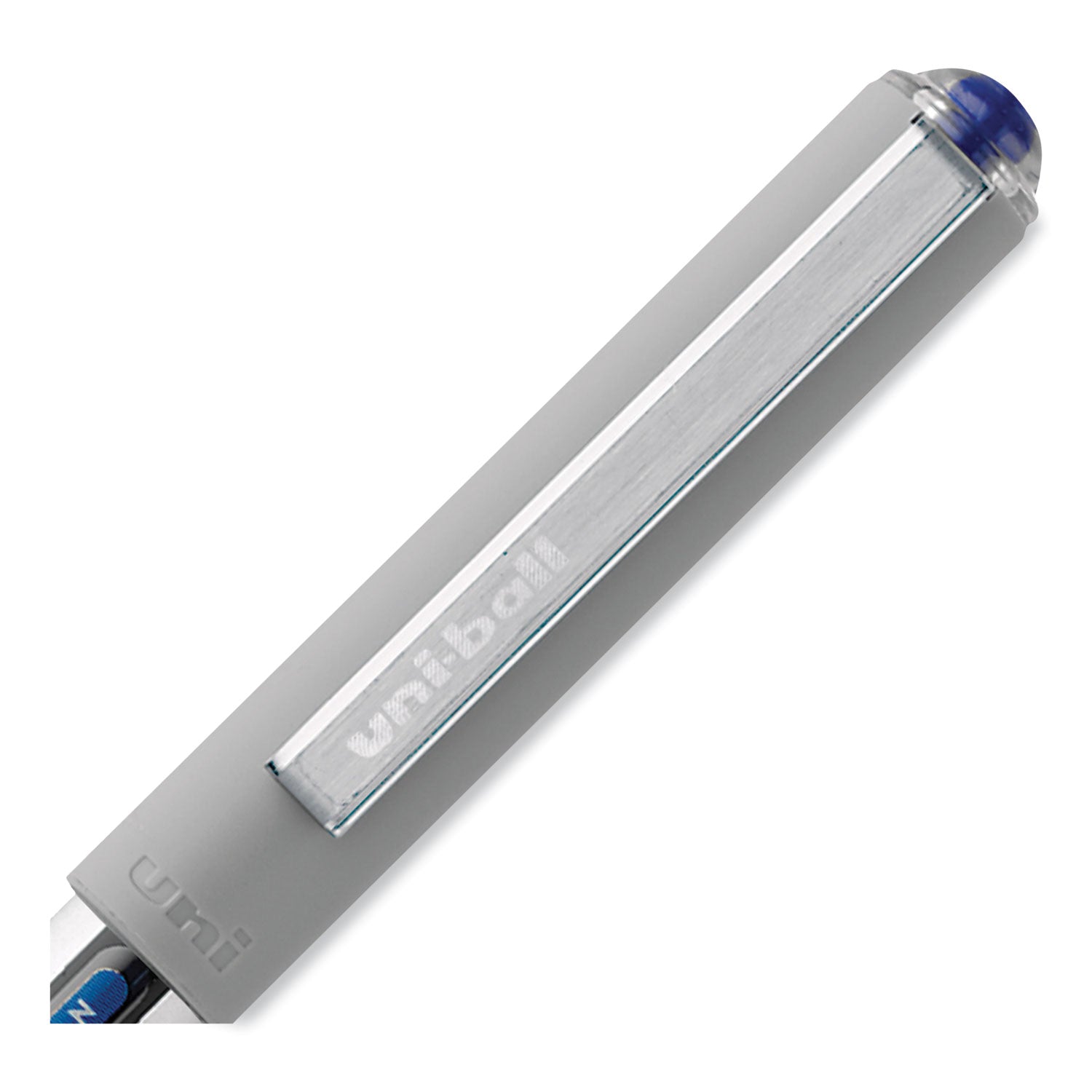 uni-ball VISION Roller Ball Pen, Stick, Fine 0.7 mm, Blue Ink, Silver/Blue/Clear Barrel, Dozen (60134)