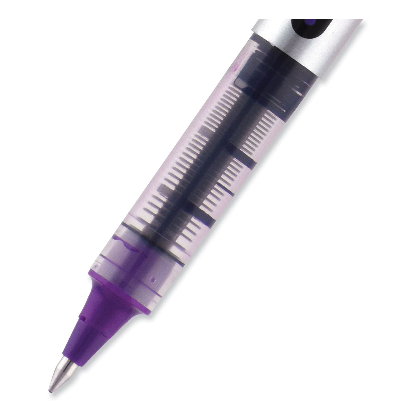 uni-ball VISION Roller Ball Pen, Stick, Fine 0.7 mm, Violet Ink, Silver/Violet/Clear Barrel, Dozen (60382)