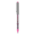 uni-ball VISION Roller Ball Pen, Stick, Fine 0.7 mm, Pink Ink, Silver/Pink/Clear Barrel, Dozen (60384)