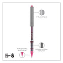 uni-ball VISION Roller Ball Pen, Stick, Fine 0.7 mm, Pink Ink, Silver/Pink/Clear Barrel, Dozen (60384)