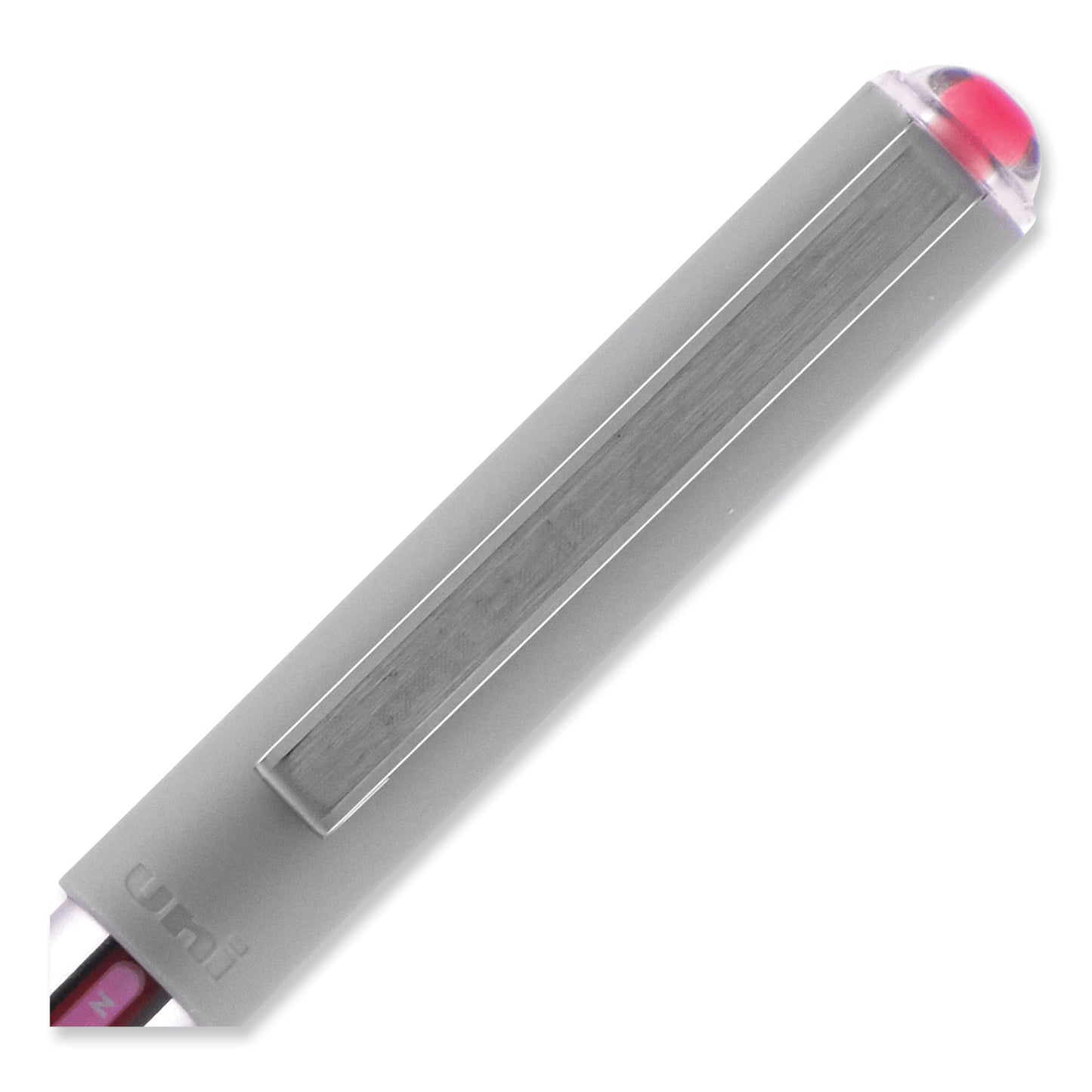 uni-ball VISION Roller Ball Pen, Stick, Fine 0.7 mm, Pink Ink, Silver/Pink/Clear Barrel, Dozen (60384)