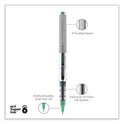 uni-ball VISION Roller Ball Pen, Stick, Fine 0.7 mm, Green Ink, Silver/Green/Clear Barrel, Dozen (60386)