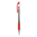 uni-ball Signo GRIP Gel Pen, Stick, Medium 0.7 mm, Red Ink, Clear/Red/Silver Barrel, Dozen (65452)