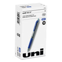 uni-ball Signo Gel Pen, Retractable, Medium 0.7 mm, Blue Ink, Silver/Blue Barrel, Dozen (65941)