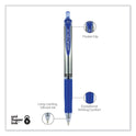 uni-ball Signo Gel Pen, Retractable, Medium 0.7 mm, Blue Ink, Silver/Blue Barrel, Dozen (65941)