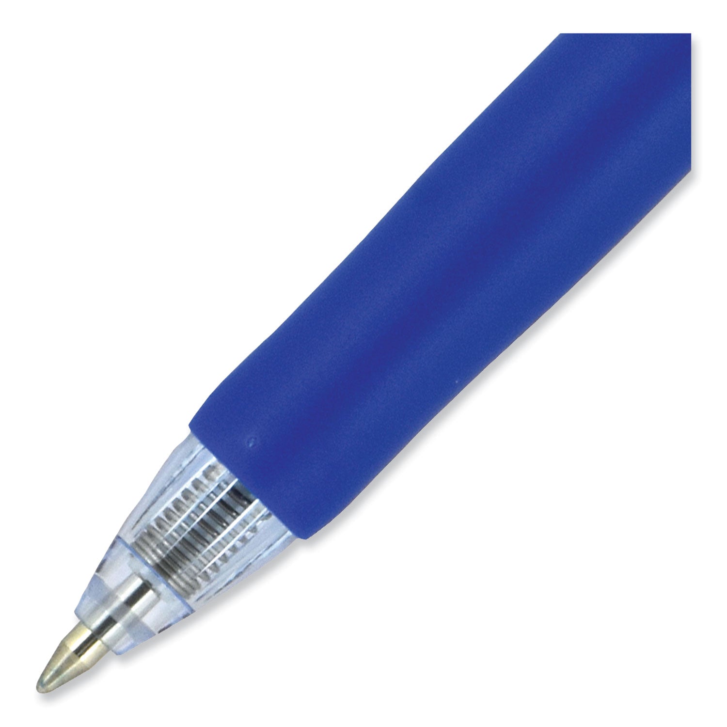 uni-ball Signo Gel Pen, Retractable, Medium 0.7 mm, Blue Ink, Silver/Blue Barrel, Dozen (65941)