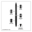 uni-ball 207 Plus+ Gel Pen, Retractable, Medium 0.7 mm, Black Ink, Black Barrel, Dozen (70462)