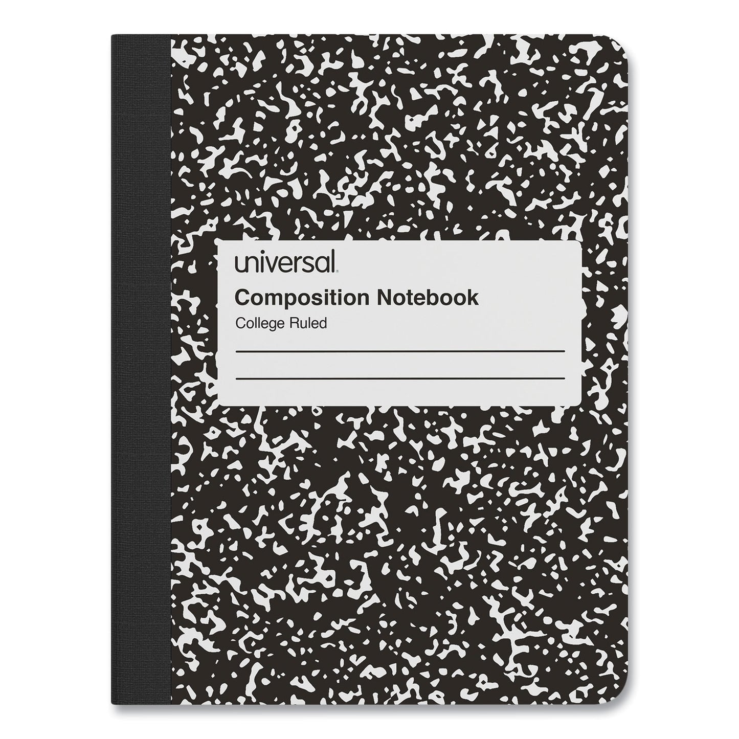 Universal Composition Book, Medium/College Rule, Black Marble Cover, (100) 9.75 x 7.5 Sheets, 6/Pack (20946)