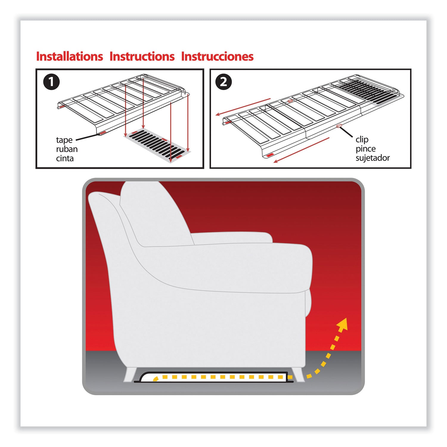 Under Furniture Air Deflector, 11 x 20 x 1.25, Clear (UFAD)