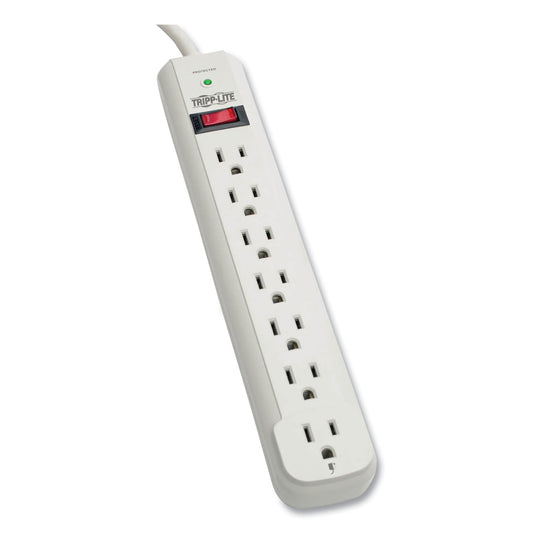 Tripp Lite Protect It! Surge Protector, 7 AC Outlets, 6 ft Cord, 1,080 J, Light Gray (STRIKER)