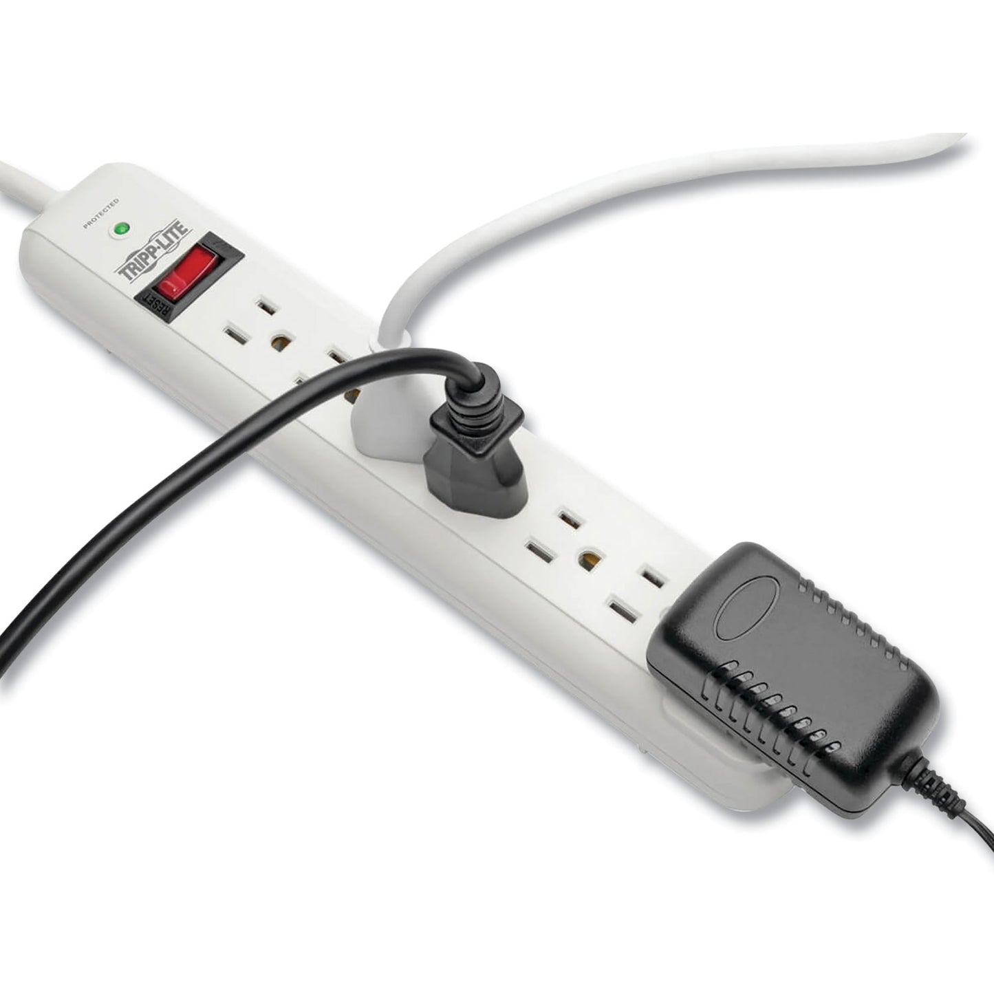 Tripp Lite Protect It! Surge Protector, 7 AC Outlets, 6 ft Cord, 1,080 J, Light Gray (STRIKER)