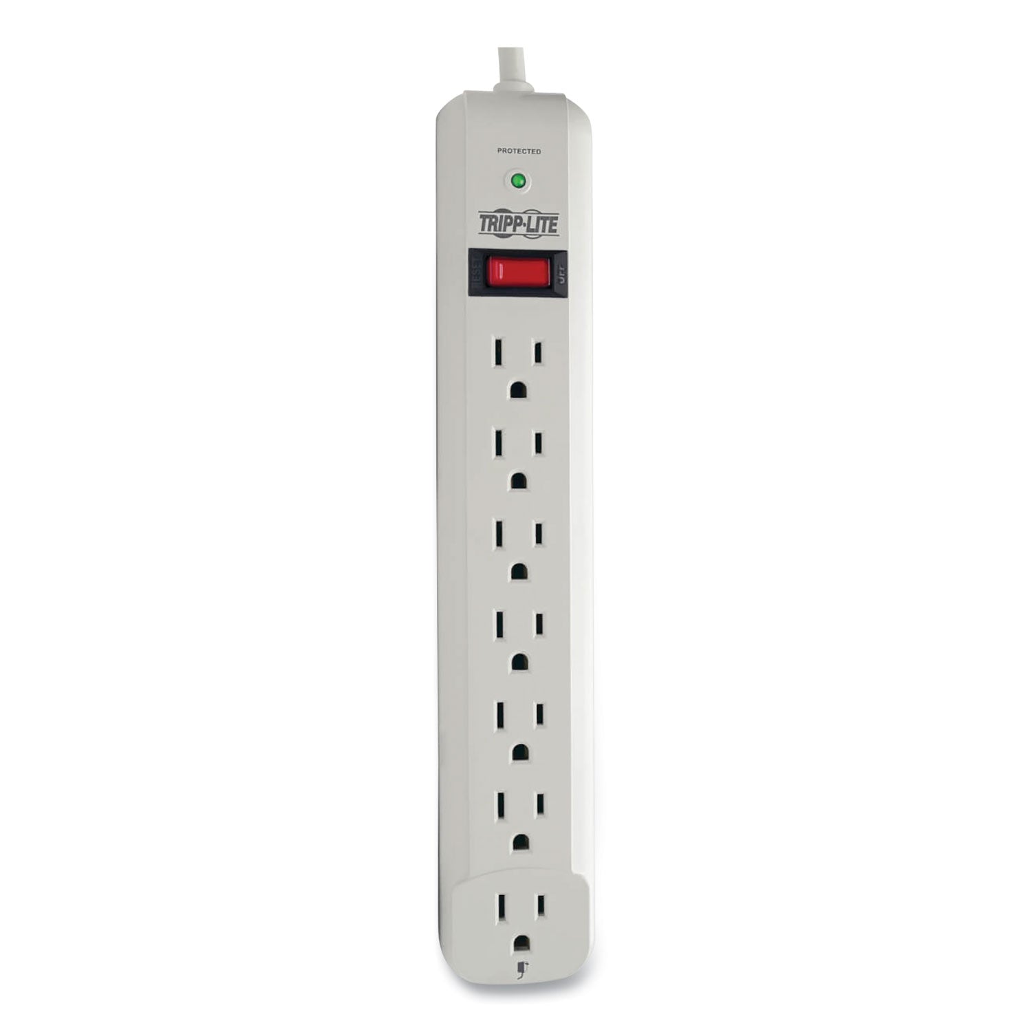 Tripp Lite Protect It! Surge Protector, 7 AC Outlets, 6 ft Cord, 1,080 J, Light Gray (STRIKER)