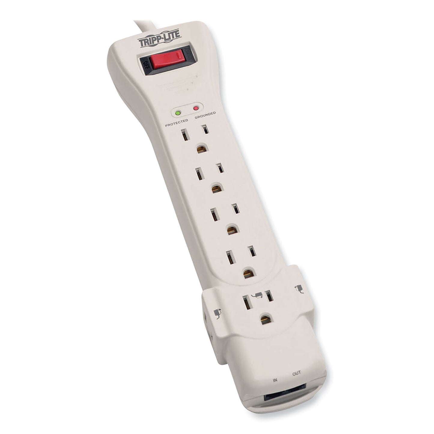 Tripp Lite Protect It! Surge Protector, 7 AC Outlets, 15 ft Cord, 2,520 J, Light Gray (SUPER7TEL15)