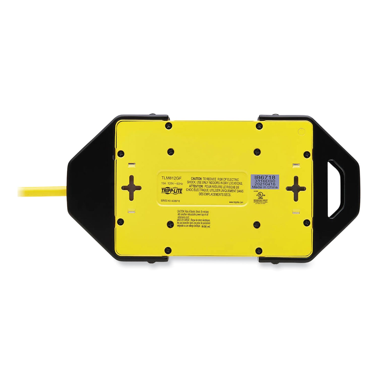 Tripp Lite Power It! Safety Power Strip with GFCI Plug, 8 Outlets, 12 ft Cord, Yellow/Black (TLM812GF)