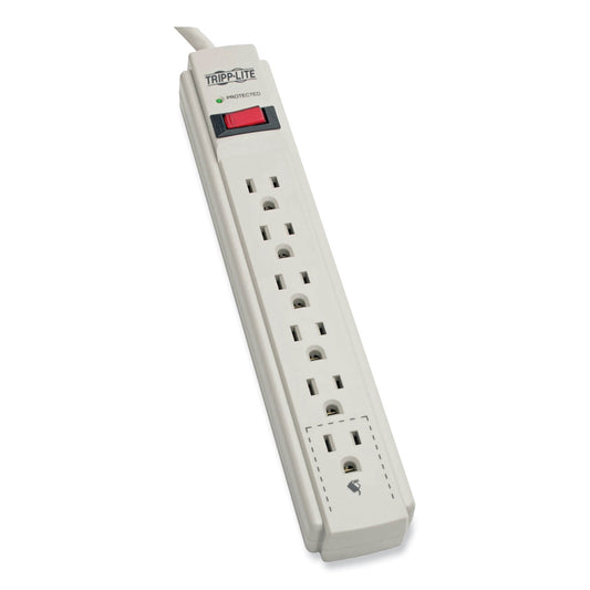 Tripp Lite Protect It! Surge Protector, 6 AC Outlets, 4 ft Cord, 790 J, Light Gray (TLP604)