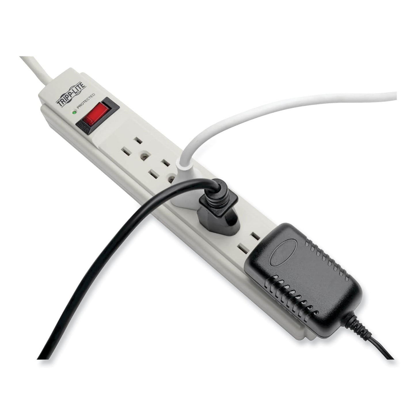 Tripp Lite Protect It! Surge Protector, 6 AC Outlets, 4 ft Cord, 790 J, Light Gray (TLP604)