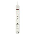 Tripp Lite Protect It! Surge Protector, 6 AC Outlets/2 USB Ports, 6 ft Cord, 990 J, Cool Gray (TLP606USB)