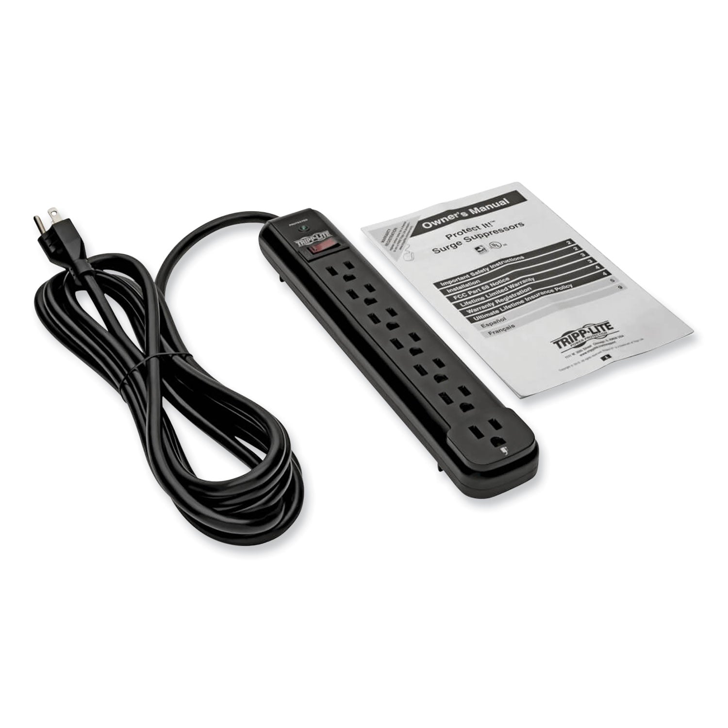 Tripp Lite Protect It! Surge Protector, 7 AC Outlets, 12 ft Cord, 1,080 J, Black (TLP712B)