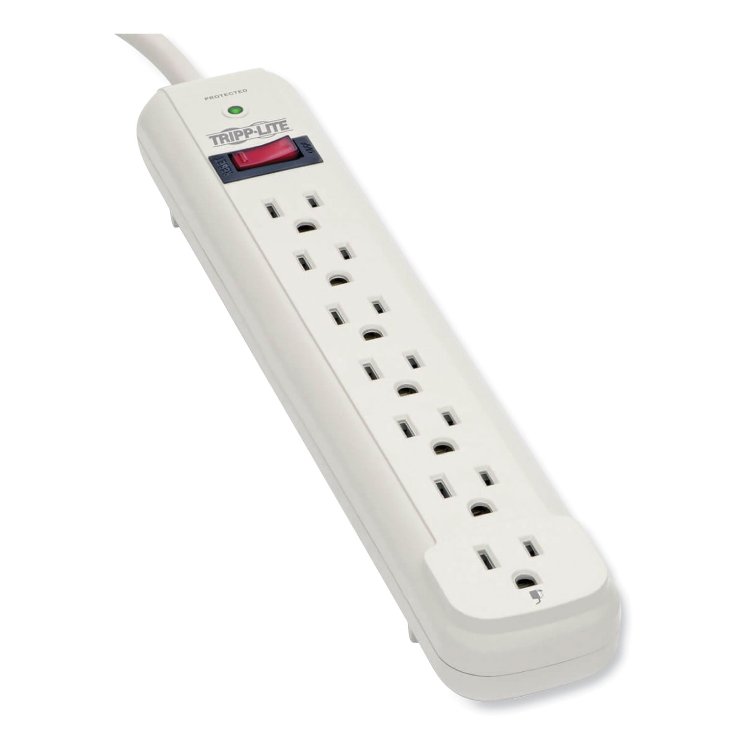 Tripp Lite Protect It! Surge Protector, 7 AC Outlets, 25 ft Cord, 1,080 J, Light Gray (TLP725)