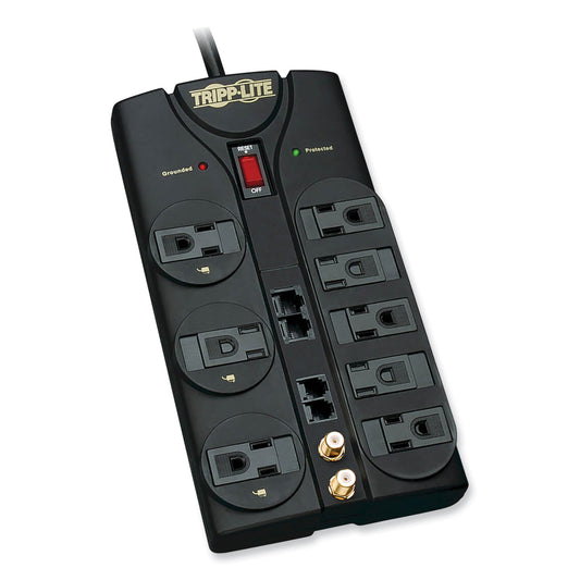 Tripp Lite Protect It! Surge Protector, 8 AC Outlets, 10 ft Cord, 3,240 J, Black (TLP810NET)