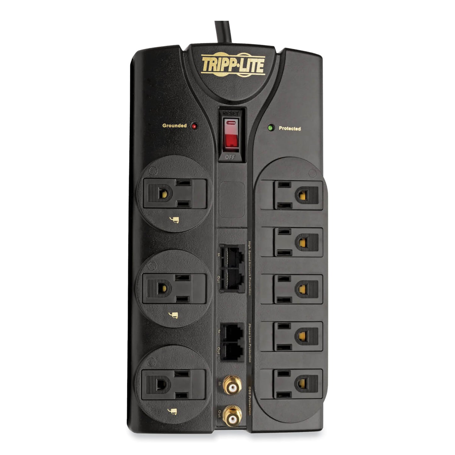 Tripp Lite Protect It! Surge Protector, 8 AC Outlets, 10 ft Cord, 3,240 J, Black (TLP810NET)