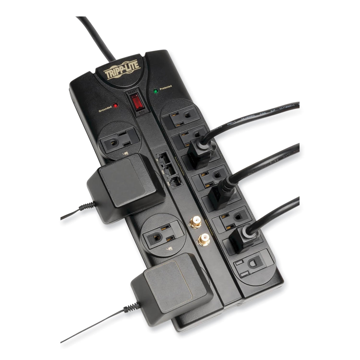 Tripp Lite Protect It! Surge Protector, 12 AC Outlets, 8 ft Cord, 2,880 J, Black (TLP1208SAT)